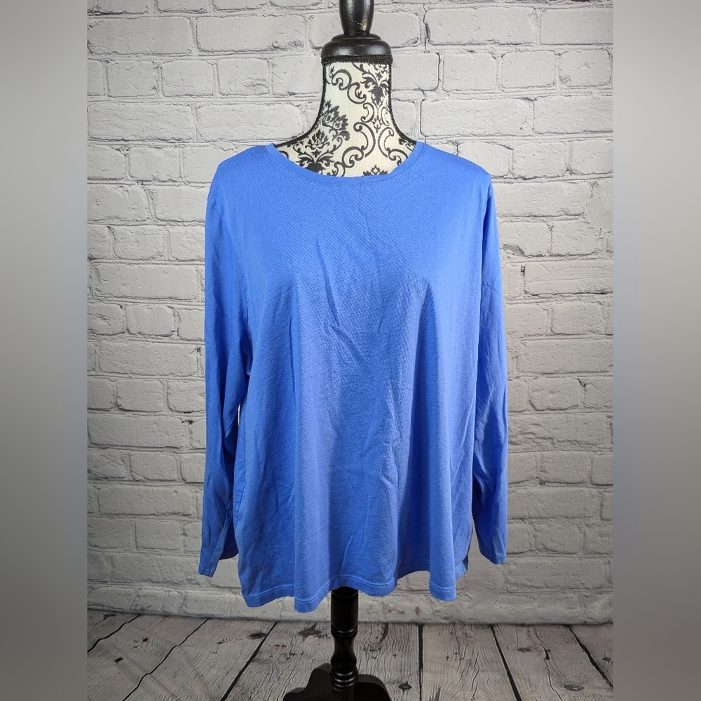Lands End women's long sleeve stretch knit popover size 2x 100% cotton top b19